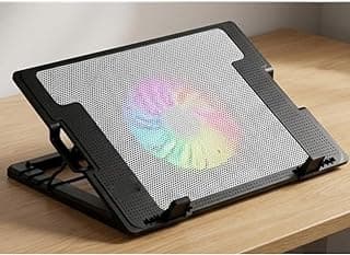 Laptop Cooling Pad ZR450 - USB Powered High Speed Silent Fan with LED Light, Adjustable Angle Stand, Portable Ergonomic Cooler for Gaming Notebook, PC, MacBook 14-17 Inch (Black)