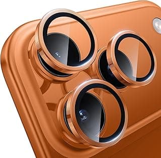 واقي عدسة كاميرا من سبائك الألومنيوم مع زجاج مقسى لهاتف ابل iPhone 17 Pro/17 Pro Max (برتقالي)