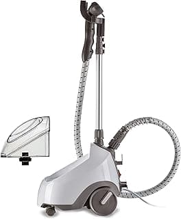 Garment Steamer 1500W with 2L Water Tank Capacity, Rotary Wheels, Folding Rack, Trouser Press, Glove GSP65.000WH White-International warranty