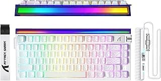 كيبورد العاب بسلك 75% من اتاك شارك R85 HE مع كيبل C01ULTRA LED، مفتاح مغناطيسي، 5 طبقات، برنامج متعدد الوظائف، صندوق اضاءة RGB، مقبض، 8000 هرتز، تقنية ار تي 0.005 ملم (ابيض)