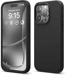 elago Liquid Silicone Case Compatible with iPhone 15 Pro Case, Premium Silicone, Full Body Protective Case [4-Layer Shockproof Structure], Soft Microfiber Lining Black