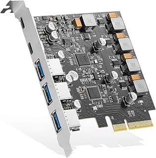 بناردات بطاقة توسيع بمنفذ PCIE الى USB 3.1 الجيل الثاني، 5 منافذ 10 جيجابايت في الثانية 3X USB نوع A ومنفذين من النوع C، تعمل ذاتيا، محول وحدة تحكم موزع USB3.1 لنظام التشغيل ويندوز 10/11