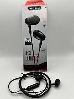 L29 Bass Wired Earphones with Mic, Black In-Ear Handfree for Gaming & Calls - سماعة سلك هاند فري بيز قوي