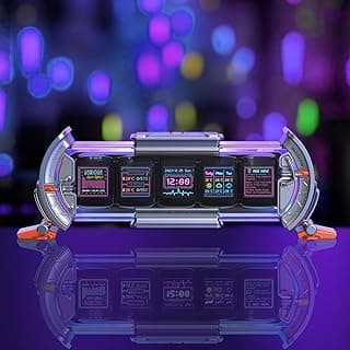 اكسسوارات مكتب جيمنج Times Gate Cyberpunk RGB - شاشة بكسل آرت للتحكم الذكي عبر التطبيق، ديكور لغرف الجيمنج والمكاتب (فضي)