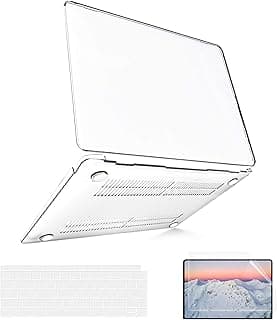 B BELK Compatible with MacBook Air 13 inch Case M1 2020 2019 2018 (Model: A2337 A2179 A1932), MacBook Air 2020 Case (Touch ID) Laptop Plastic Hard Shell + 2 Keyboard Covers + Screen Protector, Clear
