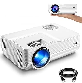 جهاز عرض فيديو محمول 4600 لوكس من فان لايتس يدعم الافلام الخارجية 1080P بشاشة 200 انش 50000 ساعة LED HD متوافق مع فاير تي في ستيك وبلاي ستيشن 4 وHDMI وVGA وAV وUSB ابيض