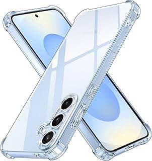 I فولر جراب حماية شفاف من السيليكون لموبايل سامسونج جالاكسي S25 شبكة الجيل الخامس 5G مع زوايا واقية مضادة للصدمات، غطاء حماية شفاف رفيع وناعم ومرن من البولي يوريثين الحراري مقاوم للخدش