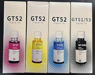 طقم حبر متوافق مع طابعات Gt51/GT53/GT52، 4 قوارير 90 مل، ألوان CMYK، لطابعات HP 5810، 5811، 5820، 5821، 115، 116، 117، 310، 315، 319، 410، 415، 416، 419، 457