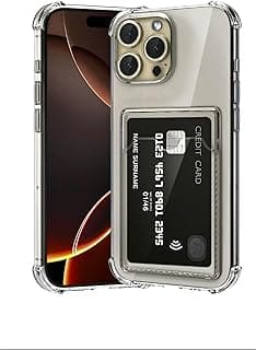 Shockproof Back Case Cover with Best Camera Protection Compatible with Iphone 16 Pro Max Shockproof Case Reinforced Edges Protection with Card holder for iphone (Clear gray, Iphone 16 Pro Max)