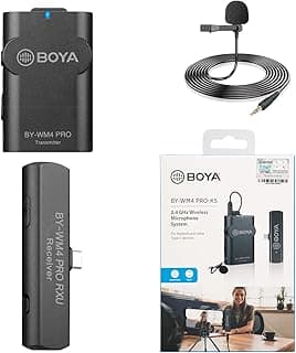 نظام ميكروفون لاسلكي Lavalier طراز BOYA BY-WM4 Pro K5 مع مستقبل USB Type-C لأجهزة سامسونج وهواوي وابل واندرويد