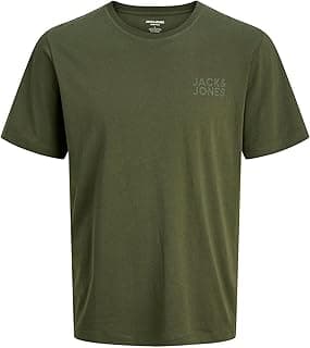 تيشرت بأكمام قصيرة ورقبة دائرية مزين بشعار JACK & JONES للرجال من جاك اند جونز (عبوة من قطعة واحدة)