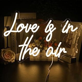 لافتة نيون LED بيضاء دافئة من لوك لايت Love is in The Air لتزيين الحائط تعمل بمنفذ USB، مصباح نيون لحفلات الزفاف وغرفة النوم والمنزل والبار والخطوبة وحفلات الزفاف واعياد الميلاد