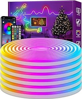Led Neon Rope Lights 32.8Ft,Control with App/Remote,Flexible Rope Lights,Multiple Mode Led Neon Strip,IP65 Outdoor RGB Neon Lights Waterproof,Music Sync Gaming (10M NEON Rope Lights)