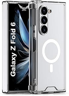 جراب متوافق مع سامسونج Galaxy Z Fold 6 مغناطيسي يدعم الشحن اللاسلكي، جراب حماية صلب مضاد للصدمات والخدش لهاتف Galaxy Z Fold 6
