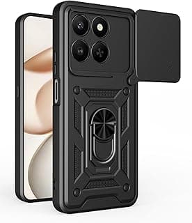 جراب Rugged Armor Cam Shield، مقاوم للصدمات مع حماية للكاميرا ومسند حلقي 360 درجة، متوافق مع Honor X7D (أسود)
