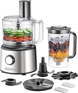 Black & Decker Multifunction Food Processor, 750W, 2L Capacity, 25 Functions, 2.3L Gross/1.5L AS Blender Jar. 2 Speed Control For Chopping, Slicing, Kneading Whisking, 2 years warranty, FX760SB-B5