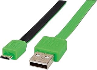 391351 Flat Micro USB Cable- A Male To Micro B Male, 1.8 Meter, Black/Green