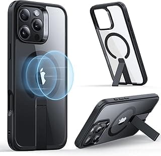 for iPhone 16 Pro Max Case with Kickstand, Compatible with MagSafe, Magnetic Case for iPhone 16 Pro Max, Fully Adjustable Flickstand, Military-Grade Shockproof Case, Boost Series, Clear Black