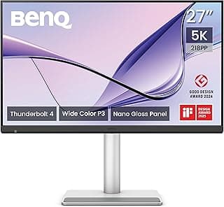 بين كيو شاشة نانو لامعة MA270S 27 انش 5120x2880 5120x2880 لمبدعي ماك، ثاندربولت 4 مزدوج 96 واط/15 واط، ماك كولور، سلسلة ديزي، KVM، تحكم في السطوع ومستوى الصوت على ماك، ضبط