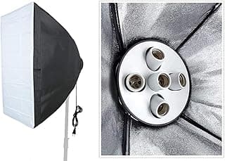 Set Photography Equipment Kit 50cmx70cm Softbox with 5 in 1 E27 Photo Studio Bulb Holder Base Socket Lamp Bulb Holder Adapter for Photo Video Studio Softbox Video Light - Black