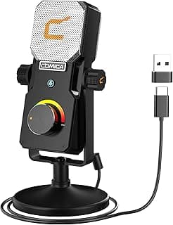 ميكروفون استوديو احترافي STA-U1 بمنفذ USB مع كبسولة كوندنسر 16mm، نمط التقاط قلبي، تصميم إضاءة RGB، مراقبة صوت فورية، حامل دوار 360 درجة