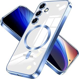 جراب مغناطيسي لهاتف سامسونج Galaxy A15 4G/5G، متوافق مع MagSafe، حماية مدمجة لعدسة الكاميرا، جراب سيليكون TPU شفاف مطلي فاخر مضاد للصدمات ونحيف - ازرق سييرا