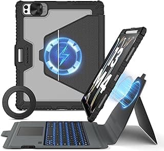 كيبورد لجهاز ابل iPad Pro 13 بوصة (M4, 2024)، جراب مغناطيسي، كيبورد بإضاءة خلفية قابل للفصل، مع حامل مغناطيسي للحائط، تراك باد للوضع الرأسي والأفقي