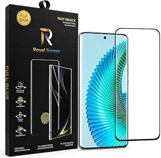 سكرين بروتيكتور لهاتف Honor 90 زجاج مقوى 9H شفاف تغطية كاملة بحواف منحنية، يدعم البصمة ومقاوم للكسر والخدش