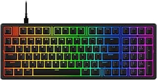 HyperX Eve 1800 – Gaming Keyboard, 1800 Form Factor,10 Zone Customizable RGB Lighting, Built-in Media Buttons, Membrane Switches, – Black
