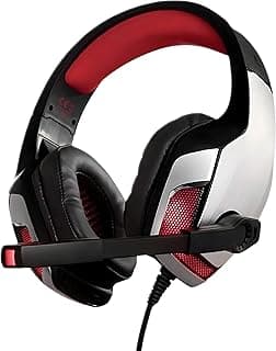 G5300 Gaming Headset, 50mm Drivers, LED Lights, Noise-Cancelling Mic, Black/White (red)