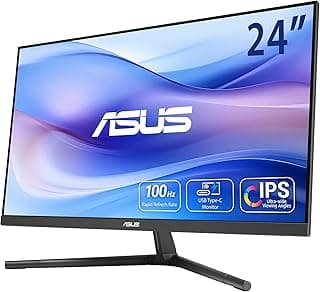 شاشة ألعاب VU249CFE للعناية بالعين من اسوس، مقاس 24 بوصة، FHD (1920×1080) 100 هرتز، IPS، مزامنة تكيفية، منفذ USB نوع C مع توصيل طاقة 15 وات، مركز ديسبلاي ويدجيت، تقنية اي كير بلس، لون أسود