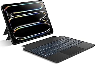 جراب كيبورد قابل للفصل لجهاز iPad Air 13" M4 M3 M2 و Pro 12.9 (الجيل السادس للثالث) | Pekarejue ماوس باد لاسلكي، إضاءة RGB، غطاء حماية مغناطيسي، ستاند قابل للتعديل، نحيف وخفيف