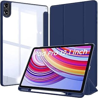 Cover for Redmi Pad Pro 12.1 Cover Case, Hybrid Cover with Pencil Holder for Redmi Pad Pro Tablet 12.1 inch [ Auto Sleep Wake Support] [Transparent Back]- Navy