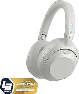سماعة رأس سوني ULT WEAR لاسلكية بخاصية إلغاء الضوضاء مع صوت ULT POWER SOUND، بيس عميق، جودة مكالمات واضحة، بطارية حتى 30 ساعة، تدعم Alexa و Google Assistant، IOS و Android - أوف وايت