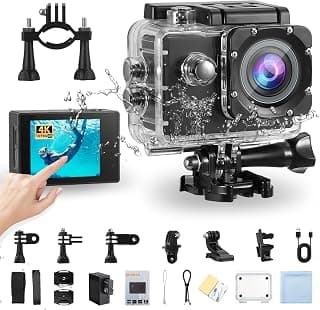 Action Camera, 4K Sports Camera, 1080P Ultra HD 30M Water Camera, WiFi Waterproof Sports Camera, 2 Inches Screen, 170° Wide Angle for Cycling, Swimming, Surfing