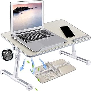 مكتب حامل لاب توب قابل للتعديل للسرير بتصميم قابل للطي مع مروحة تبريد لتناول الطعام والكتابة والألعاب من انسبوتر