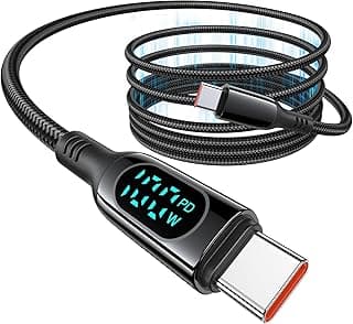 كابل CL-012T ليد 60 واط نوع C إلى نوع C شاحن ونقل بيانات فائق السرعة - أسود