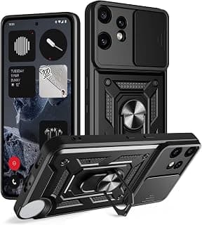 case Compatible with Nothing CMF Phone 2 pro, Premium Protection Back Case with Camera Slide Cover Built-in Ring Stand Shockproof Case For Nothing CMF Phone 2 pro 5G (black)