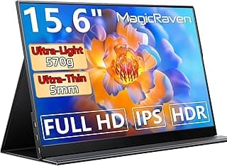 شاشة لابتوب محمولة 16.1 بوصة 1080P، شاشة كمبيوتر رفيعة وخفيفة الوزن بمنفذ USB C ومنفذ HDMI مزدوج، شاشة ألعاب مع مكبرات صوت، شاشة سفر لأجهزة ماك والكمبيوتر والجوال وبلاي ستيشن 4/5 واكس بوكس سويتش