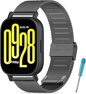 سوار معدني متوافق مع Redmi Watch 5 Active/Lite، سوار ستانلس ستيل قابل للتعديل 22 مم
