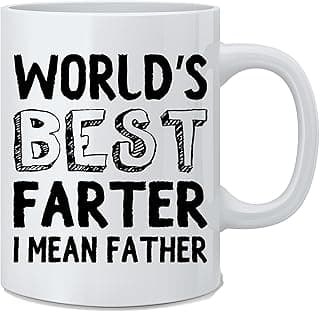 مج مضحك مطبوع عليه عبارة "World's Best Farter I Mean Father"، أبيض، 325 مل كوب قهوة مبتكر رائع للزوج والصديق والأخ والأب والأصدقاء والمعلمين ماد انك فاشنز