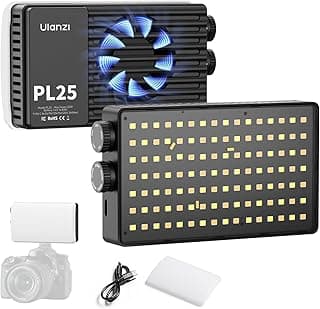 اولانزي مصباح فيديو PL25، مصباح كاميرا LED صغير 25 واط ثنائي اللون لتصوير دي اس ال ار، 3200Lux، CRI≥96 2700K-6500K، 2000mAh قابل لاعادة الشحن على الكاميرا للصور والفيديو واليوتيوب ومدونات الفيديو