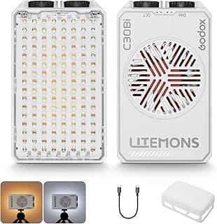 إضاءة فيديو جودوكس LITEMONS C30Bi، ثنائية اللون، CRI 94+ TLCI 96+، 2800K-6500K، قابلة للتعتيم، إضاءة كاميرا محمولة 30 وات، بطارية 3350 مللي أمبير، للتصوير الفوتوغرافي، فلوج، يوتيوب، تيك توك