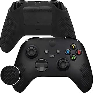 غطاء جهاز تحكم Game Rig Xbox Series X&S من السيليكون - حافظة متوافقة مع 100% - 360 درجة - حامي لوحة مفاتيح سوداء