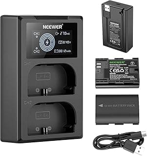 LP-E6NH Replacement Battery Charger Set, Compatible with Canon EOS R7 R5 R6 R, 5D III IV, 6D II, 7D II, 70D, 80D, 90D, 2-Pack 2250mAh Batteries, Dual USB Charger with LCD Screen, USB C Cable