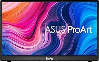 اسس شاشة لمس محمولة 14 انش 1080P من برو ارت (PA148CTV) - FHD IPS، 100% sRGB/Rec.709، دقة اللون ΔE < 2، معتمد من كالمان، توصيل طاقة USB-C، مايكرو HDMI، مقبس ثلاثي القوائم، اسود