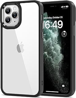 جراب لهاتف iPhone 11 Pro شفاف [مضاد للاصفرار]، ظهر صلب شفاف مضاد للخدش وحواف ناعمة [حماية عسكرية من السقوط] جراب مقاوم للصدمات - أسود