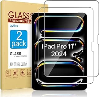 apiker Tempered Glass Screen Protector for iPad Pro 11 Inch M4 (2024), 9H Hardness Film Compatible with iPad Pro 11 Inch 2024, Anti-Scratch, Bubble-Free, Pack of 2 Screen Protectors