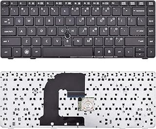 Keyboard Replacement Compatible with HP ProBook 6460b 6465b 6470b 6475b 8460p 8460w 8470p 8470w Serier Laptop 635769-001 641835-001 V119026BS13e with Pointer (Black Frame)