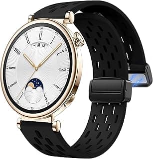 سوار سيليكون 18 مم لهواوي Watch GT 6 41mm/GT 5 Pro 42 mm/GT 5 41mm/GT4 41 mm/Watch 5 42mm، سوار رياضي جيد التهوية بمشبك معدني مغناطيسي، سوار معصم ناعم بديل